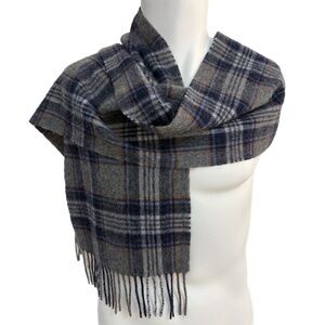 James Pringle Weavers Grey Squire Plaid Wool Scarf 🇬🇧 – Made in Scotland
